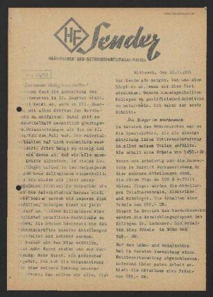 'HF-Sender' [Flugblatt], Nr.16/1953 (22. Juli 1953)