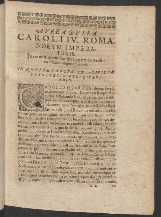 Aurea Bulla Caroli IV. Romanorum Imperatoris