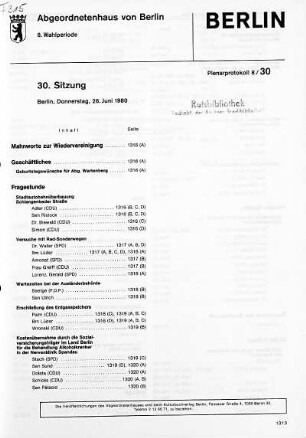 Nr. 30, 26. Juni 1980