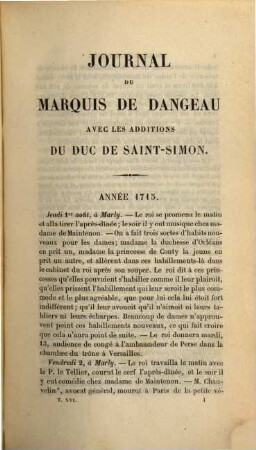 Journal du marquis de Dangeau, 16. 1715/16 (1859)