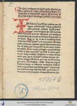 Tractatus de supersticiosis quibusdam casibus