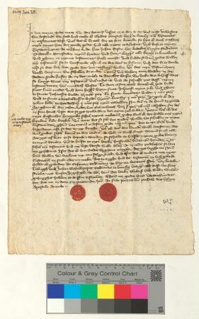 Testament des Lüneburger Bürgers Clawes Remstede, besiegelt durch die Ratsmannen Ludeke Tobingh und Johan Schellepeper.