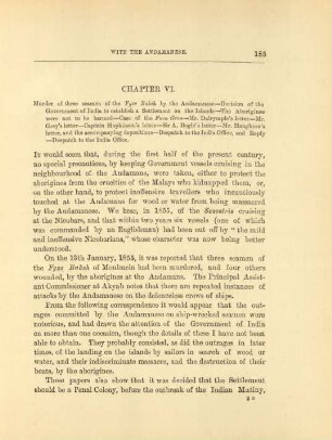 Chapter VI. Murder of three seamen of the Fyze Buksh by the Andamanese - ...