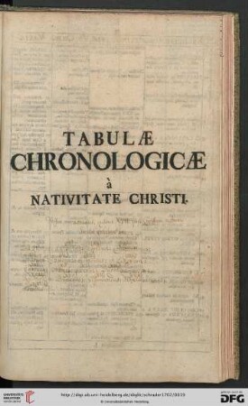 Tabulæ chronologicæ à nativitate Christi