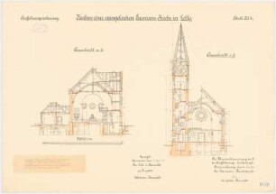 Evangelische Garnisonskirche, Celle: Querschnitte 1:100