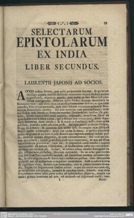 Liber Secundus. Laurentii Japonii Ad Socios