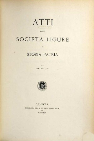 Atti della Società Ligure di Storia Patria. 24. 1892
