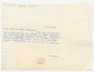 Brief an Heinrich Dessauer : 14.09.1913