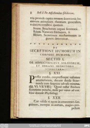 De Secretione Humorum In Corpore Humano.