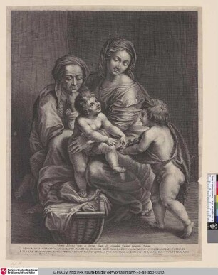 [Die heilige Familie, genannt "die Perle"; The Virgin and Child with St. Elisabeth and the infant John the Baptist, calles "la Perla"]