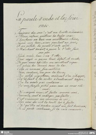 [Text 78:] La poule d’inde et les fourmis (Fabel).