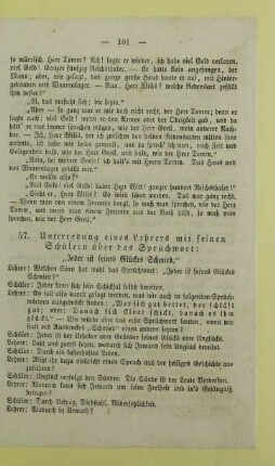 57. Unterredung eines Lehrers mit seinen Schülern über das Sprüchwort: Jeder ist seines Glückes Schmied