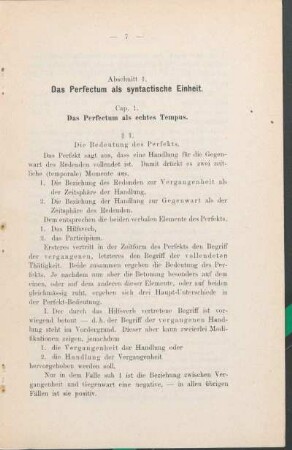 Abschnitt I. Das Perfectum als syntactische Einheit.