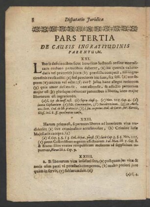 Pars Tertia De Causis Ingratitudinis Parentum.