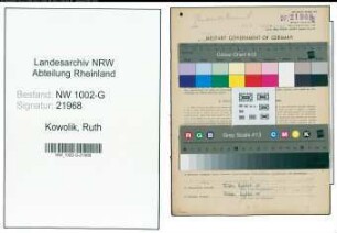 Entnazifizierung Ruth Kowolik, geb. 20.12.1921 (Bueroangest.)