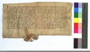 Heinrich Hartungen, Schöffe zu Marburg, bezeugt, daß Johan Fu(o)gel dem Eckart Gebeler seinen Teil des Steinhauses am Salzmarkt verkauft habe.