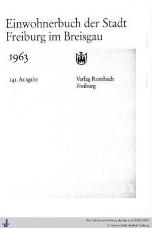 Einwohnerbuch der Stadt Freiburg im Breisgau : 1963