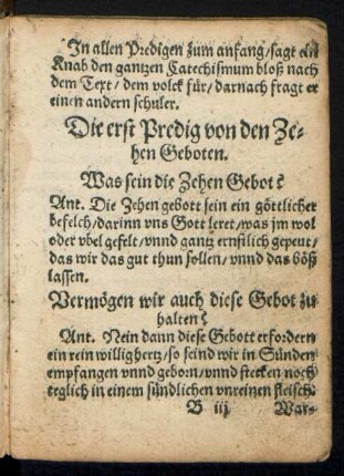 Die erst Predig von den Zehen Geboten.