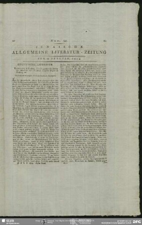 Jenaische Allgemeine Literatur-Zeitung, Nr. 50, vom 28.02.1804, Jena