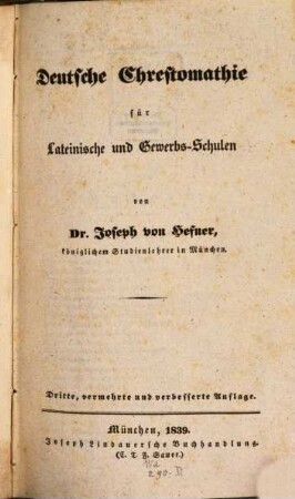 Deutsche Chrestomathie für lateinische und Gewerbs-Schulen