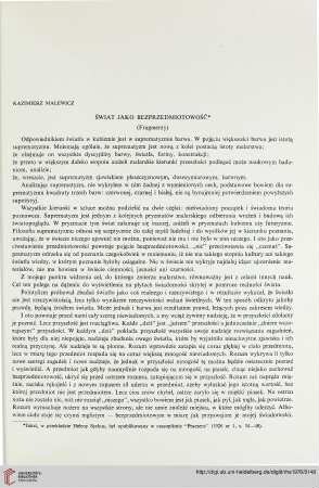 11: Świat jako bezprzedmiotowość