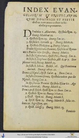 INDEX EVANGELIORUM ET EPISTOLARUM