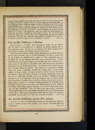 Neue englische Niederlagen in Arabien.