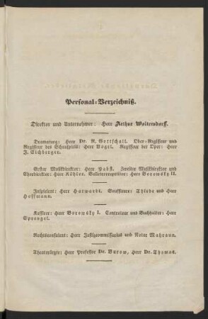 Personal-Verzeichniß.