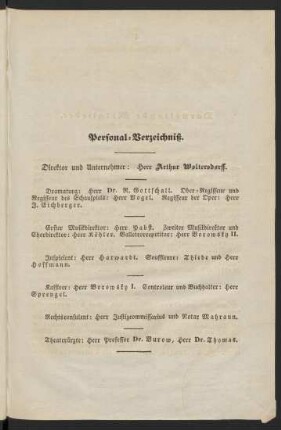 Personal-Verzeichniß.