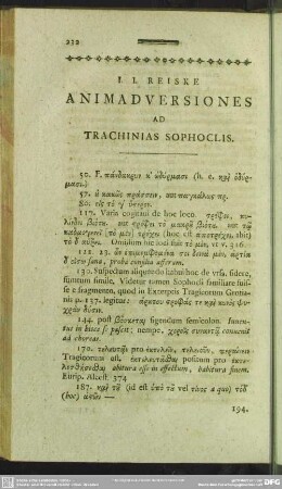 I. I. Reiske Animadversiones Ad Trachinias Sophoclis