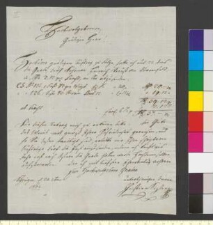 Brief von Sizler, Christian an Goethe, Johann Wolfgang von