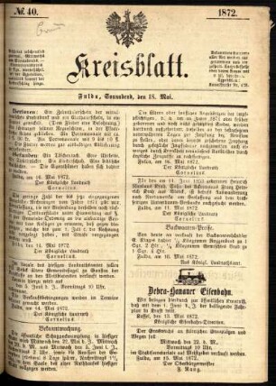 Ausgabe vom Samstag, den 18. Mai 1872.