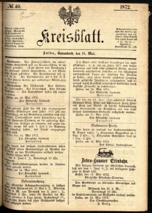 Ausgabe vom Samstag, den 18. Mai 1872.