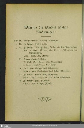 Während des Druckes erfolgte Aenderungen