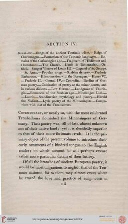 On the Age and Poetry of the Minnesingers, Troubadours, &c., Section IV.