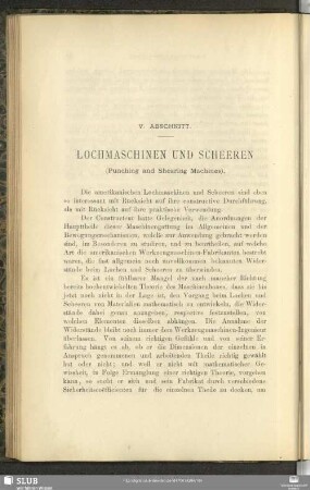 V. Abschnitt. Lochmaschinen Und Scheeren