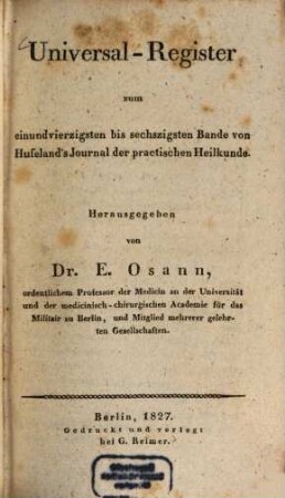 Journal der practischen Heilkunde. [60,a]