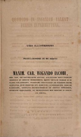 Quomodo in insaniam valeat febris intermittens