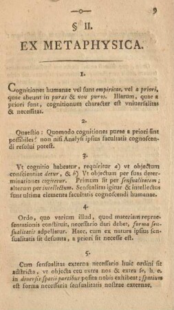 § II. Ex metaphysica.