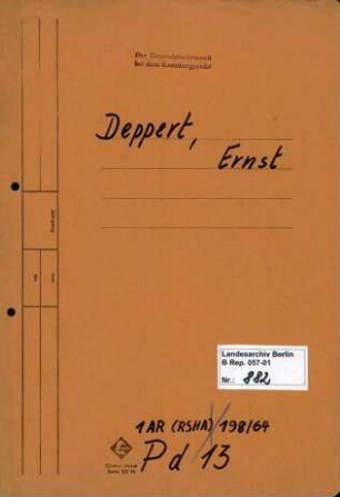 Personenheft Ernst Deppert (*28.10.1903), Polizeisekretär