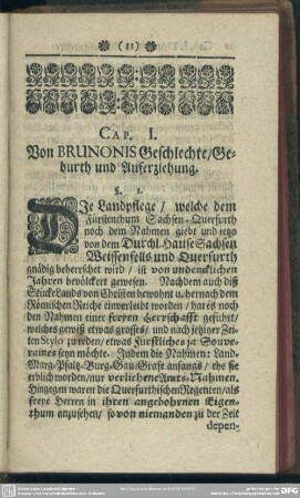 Cap. I. Von Brunonis Geschlechte, Geburth und Auferziehung