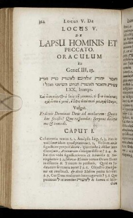 Locus V. De Lapsu Hominis Et Peccato.