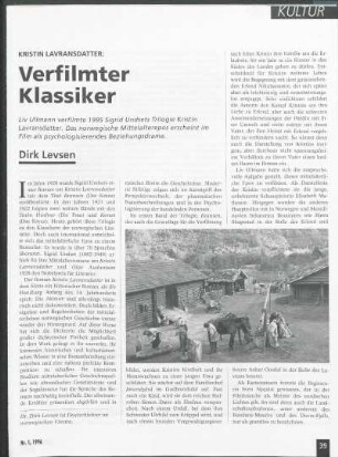 Kristin Lavransdatter: Verfilmter Klassiker
