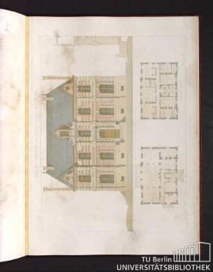 Villas, maisons de ville et de campagne. Composées sur les motifs des maisons de Paris moderne. Maison de ville entre cour et jardin. Plan du rez-de-chaussée. Plan du 1er Etage.