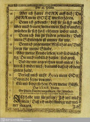 Der XXXIX. Psalm