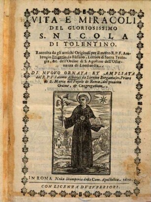 Vita e miracoli del gloriosissimo S. Nicola di Tolentino