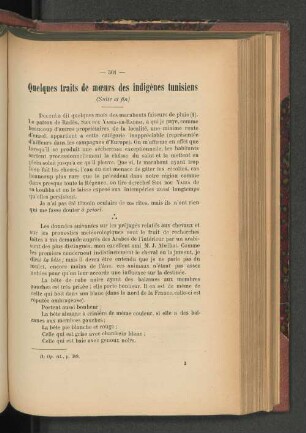 Quelques traits de moeurs des indigènes tunisiens. (Suite et fin).