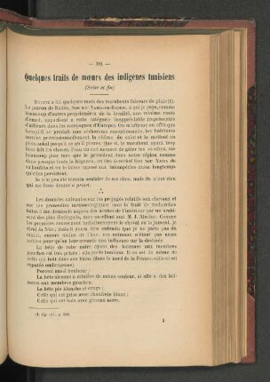 Quelques traits de moeurs des indigènes tunisiens. (Suite et fin).