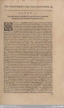 Caput V. De corporis animati indensibilis seu vegetabilis ortu et quodtertio die immediate post mineralium existentiam creverit.