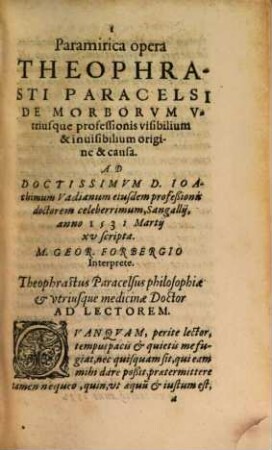 Avreoli Theophrasti Paracelsi Eremitae, Philosophi summi Opervm Latine redditorum Tomvs ..., 2